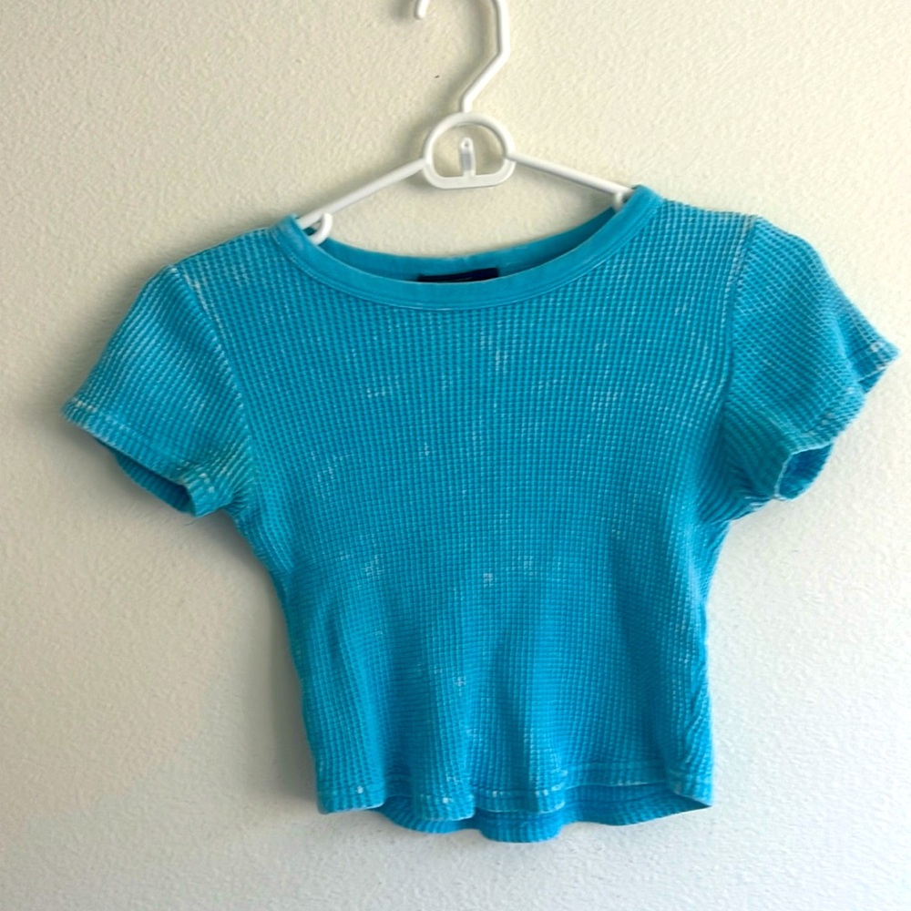 Light Blue fitted cropped top